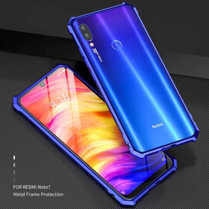 Алюминиевый каркас чехол для Xiaomi Redmi Note 7 Роскошный Металлический Шмель Чехол из