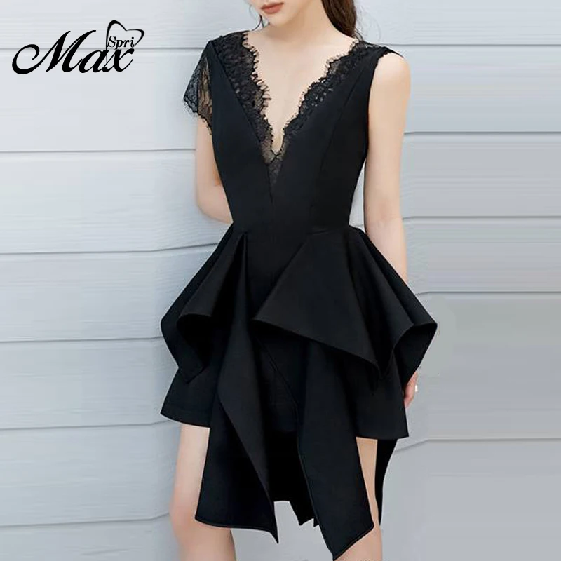 Женское платье с оборками и V-образным вырезом без рукавов | Женская одежда