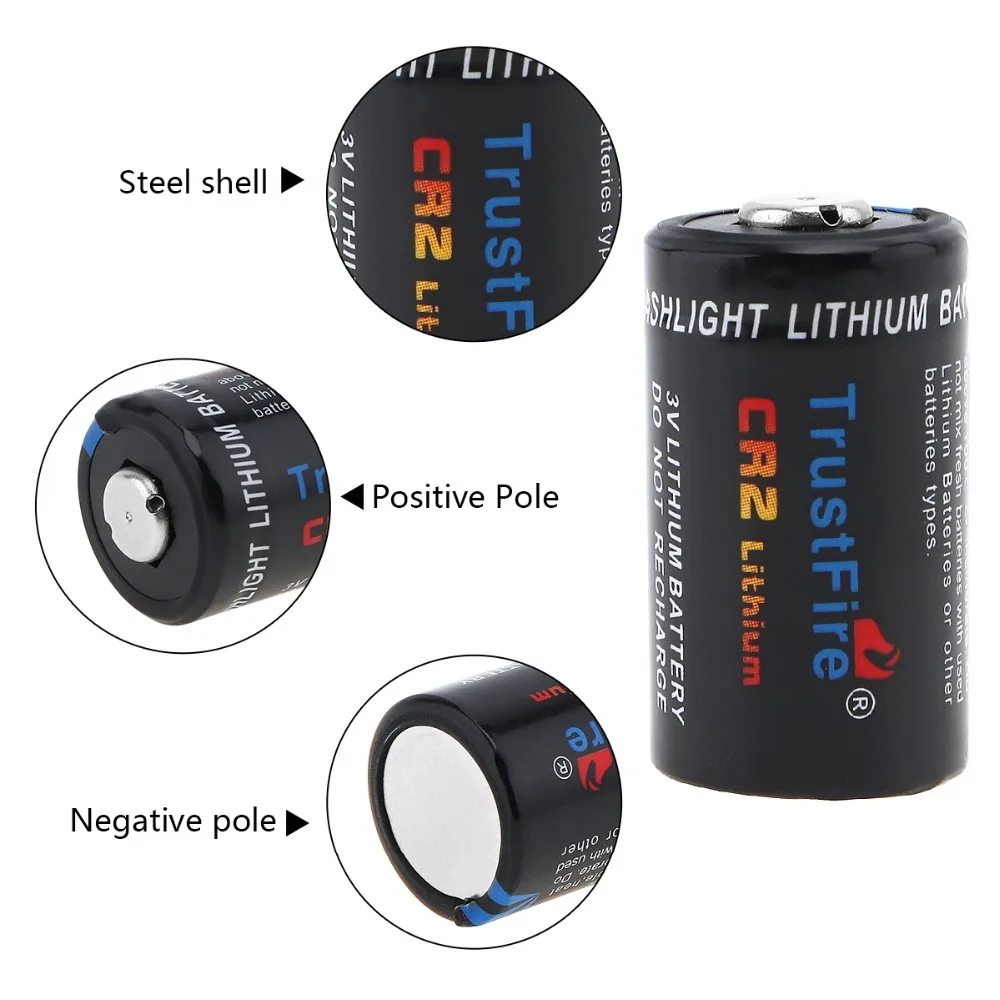 10 шт./лот TrustFire CR2 3V 750mAh литиевая батарея высокой емкости с предохранительным