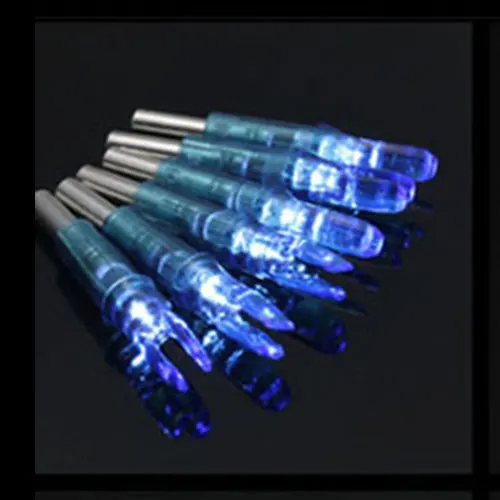 Blue 12 шт., для охоты, стрельбы из лука, арбалет,, 6 шт., светодиодный Nock ID6.2mm, светодиодный, с подсветкой, для стрельбы из лука, стрелы Nock, блочный лук - Цвет: Blue