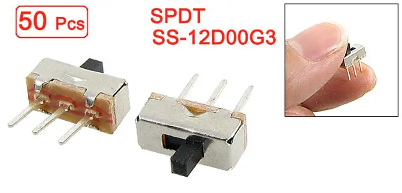 50 шт. SS12D00G3 2 позиционный SPDT 1P2T 3 контактный PCB панель Мини Вертикальный