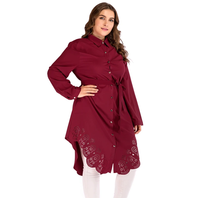 Блузка Romacci 5XL Женская с отложным воротником блузка длинным рукавом облегающая