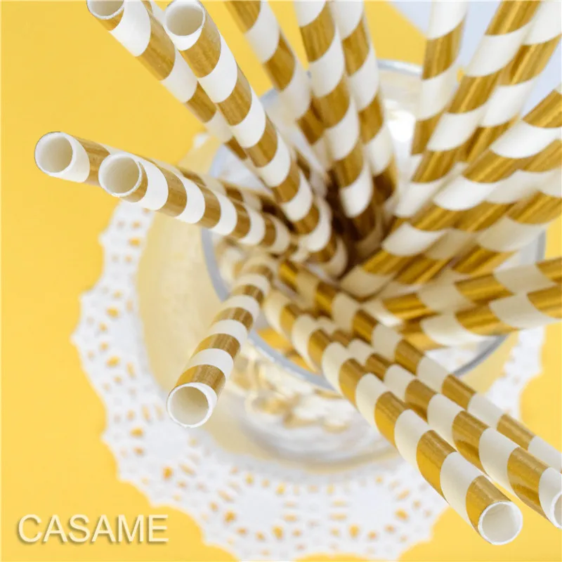 10000 Gold Foil Paper Straws Bridal Shower Decor Wedding Baby Cake Pop Sticks Drinking Bulk | Дом и сад