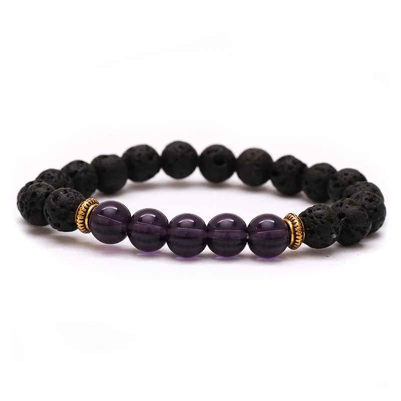 8 цветов чакра браслеты для женщин Йога Бусы из лавы браслет Тигрового Глаза