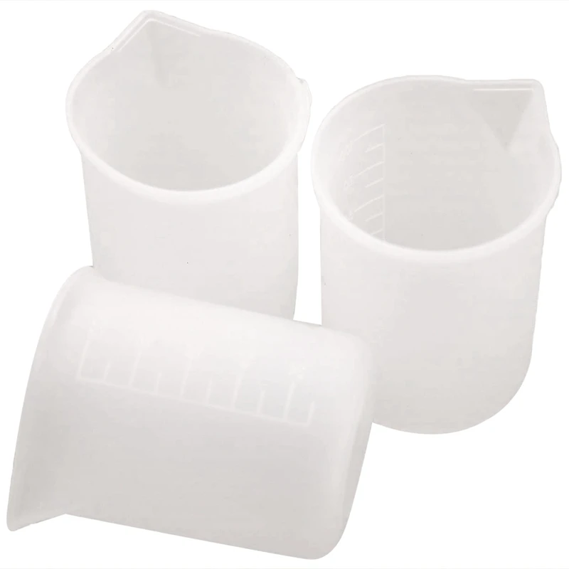 White 3 шт. силиконовая мерная чашка Diy эпоксидный клей инструменты чашка изготовление ручной работы ремесло, 100 мл - Цвет: White