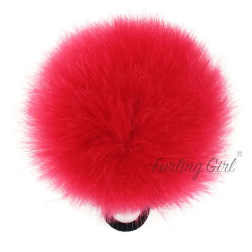 Dark Hot Pink Устройство для девочек 1 шт. обувь на платформе из искусственного кроличьего меха; сапоги из натурального резиновые резинки для волос мягкие ручной работы мяч резинка для волос аксессуары для волос - Цвет: Dark Hot Pink