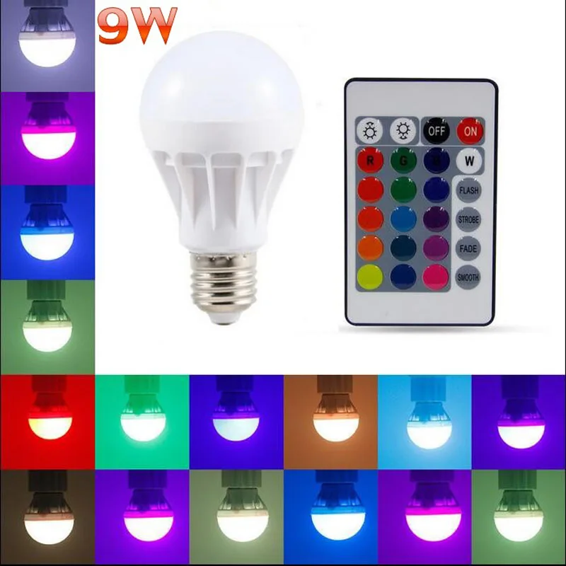 Светодиодная RGB лампа с ИК пультом E27 GU10 E14 5 Вт свет AC 85 265 в Энергосберегающая