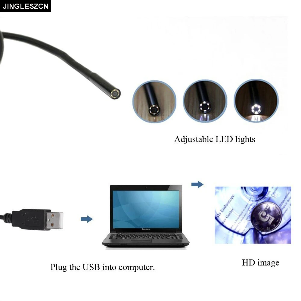 2018 USB эндоскоп 7 мм объектив 25 м Инспекционная камера бороскоп Водонепроницаемый