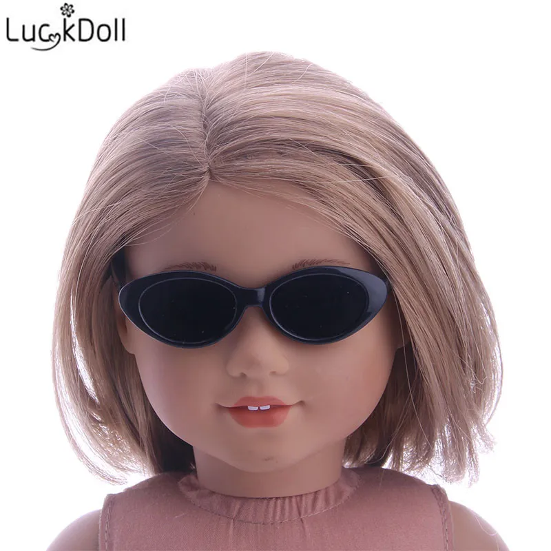 LUCKDOLL черные кукольные солнцезащитные очки подходят 18 дюймов Американский 43 см Детские аксессуары для кукол, игрушки для девочек, поколение, подарок на день рождения