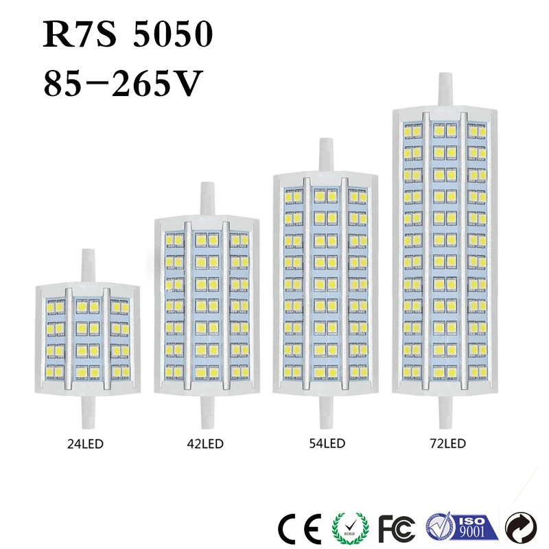 1x бренд затемнения R7S светодиодный светильник 5050 smd 78 мм/118 мм/138 мм/189 мм 85 265V