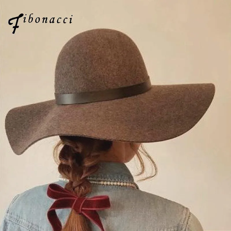 Фетровая шляпа Fibonacci для женщин элегантная фетровая Федора с большими полями