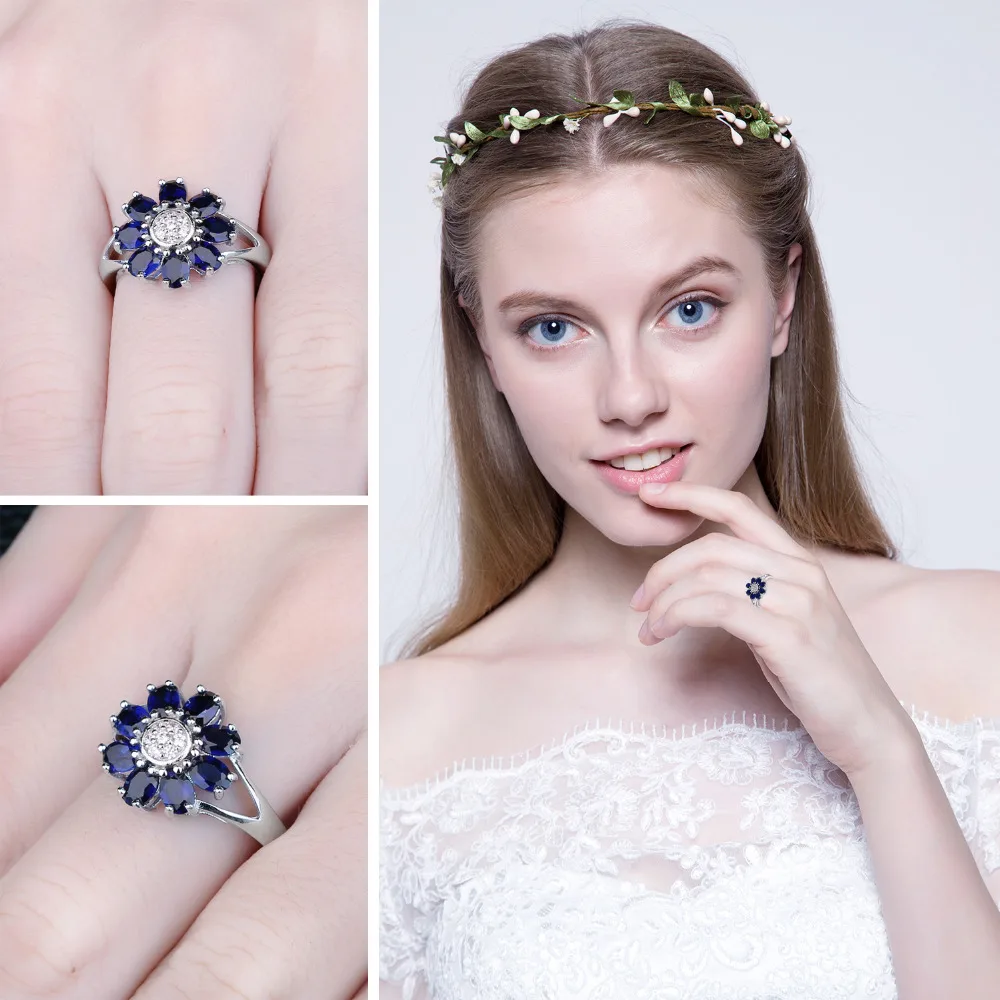 Jewelrypalace 4.6ct Овальный Форма создания сапфир цветок запахом заявление кольцо