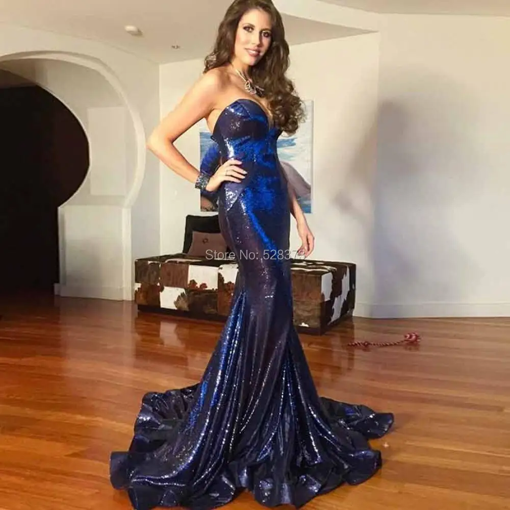 YNQNFS PD78 платье с оборками блестками милое для выпускного вечера темно синие