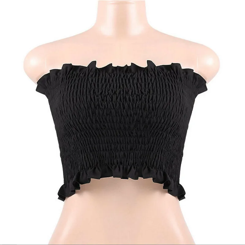 Женский эластичный укороченный топ повседневный однотонный топ-бандо без