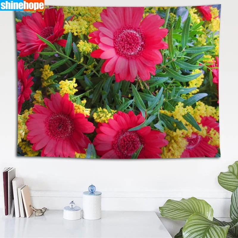 Gerbera цветы на заказ гобелен настенный гобелен Настенное подвесное одеяло спальня фермерский дом Декор богемное украшение дома - Цвет: Tapestry 17