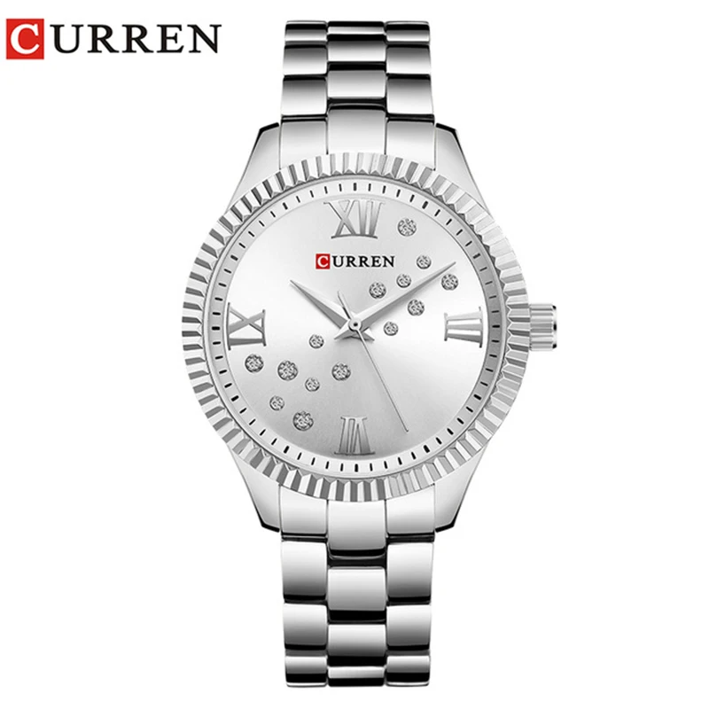 White White Relogio feminino 9009 Curren женские часы лучший бренд класса люкс золотые черные кварцевые часы водонепроницаемые Полные стальные женские часы - Цвет: White White