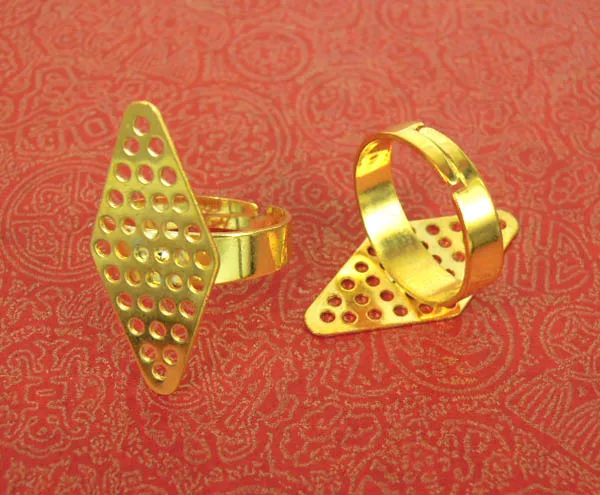 

Blank Ring Settings with 14x28mm Flat Filigree Pad Caps Ring Findings DIY Jewelry Making Multi-color