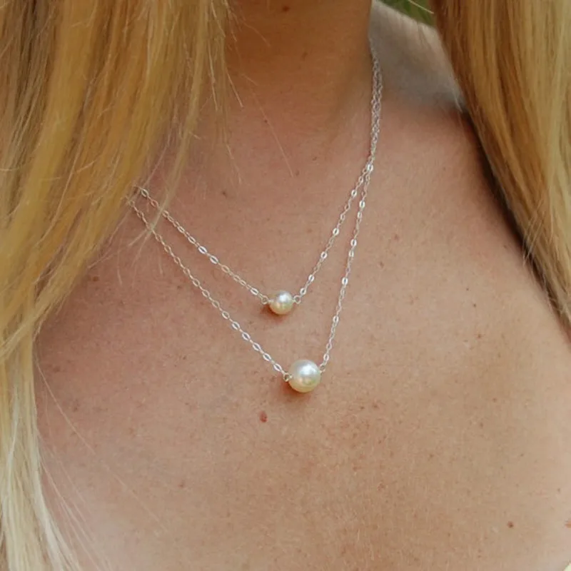 Простое Двухслойное жемчужное ожерелье (Цвет: золотой серебряный) | Украшения и