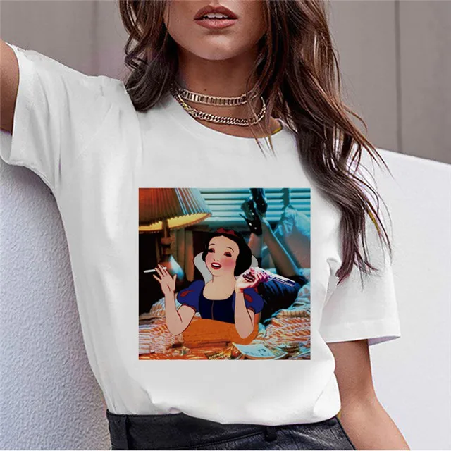 New Female T Shirt Dark Snow White Harajuku T Shirt Women Vintage Aesthetic T-shirt Korean Style Graphic Top Tees - Цвет: 1030