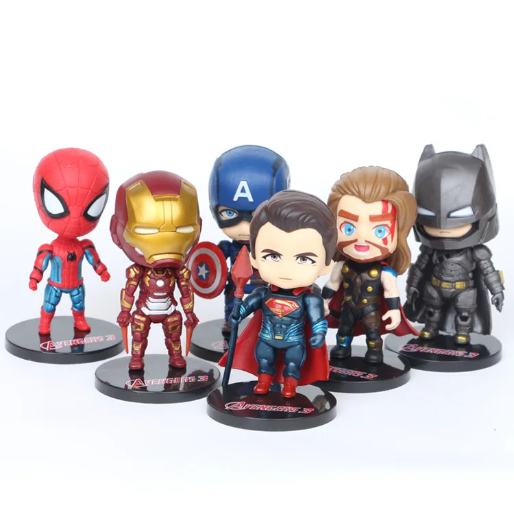 6 pcs avenger action figures for kids cute Iron man spider cake decorations movie and video cartoon baby toys | Игрушки и хобби