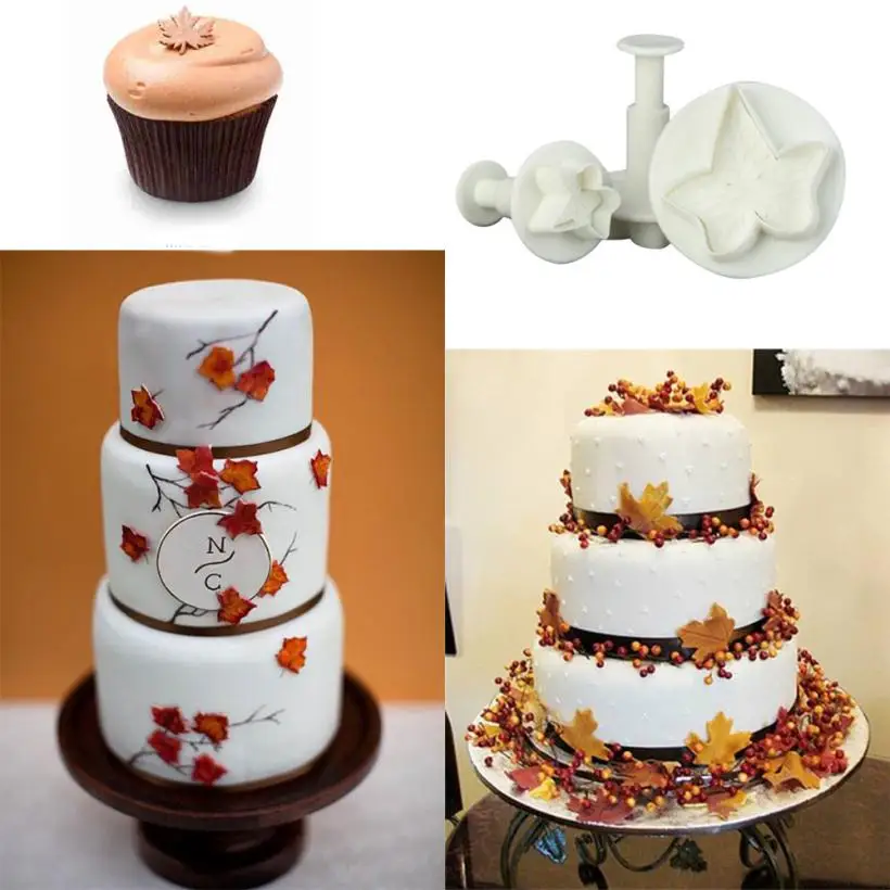 3 шт. кленовый лист в форме цветка для пирожных помадки украшения печенья