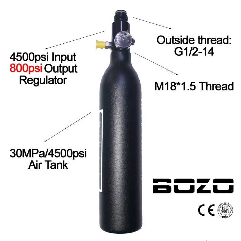 Пейнтбол PCP Дайвинг Альпинизм Воздушный бак цилиндр 4500psi/30MPA 0,2 0,35 0.45L HPA высокосжатая бутылка M18* 1,5 регулятор