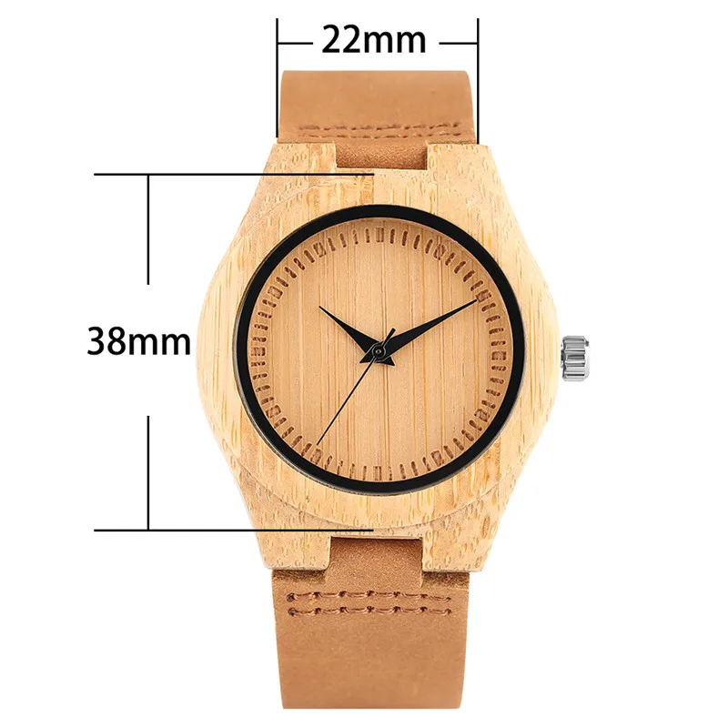

YISUYA Minimalist Wood Ladies Watches Creative Genuine Leather Band Quartz Bamboo Wooden Wristwatches Women Elegant Clock Gift