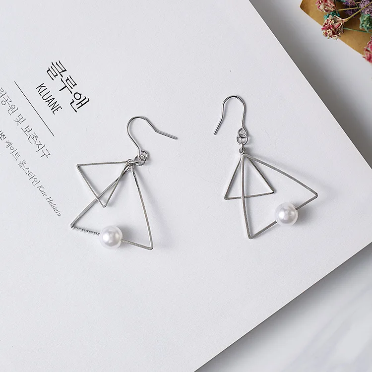 Простой Винтаж золото Треугольники Серьги с жемчугом|earrings earring|earrings goldearrings gold simple