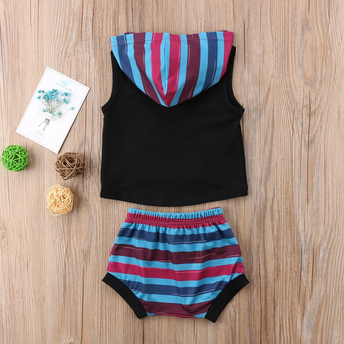 Комплект из 2 предметов для новорожденных девочек футболка в полоску без рукавов