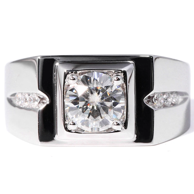 Кольца Vecalon мужские с фианитом 0.8CT AAAAA бриллиантовое серебряное обручальное