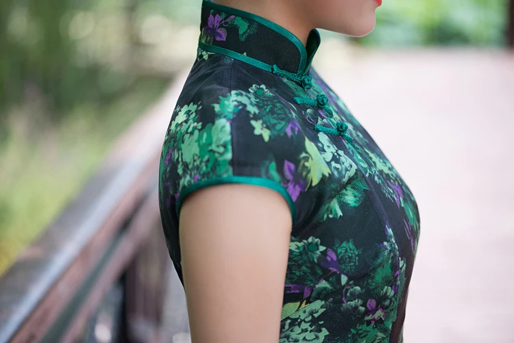 Зеленый Вьетнам аозай китайское традиционное платье qipao длинное Чонсам халат