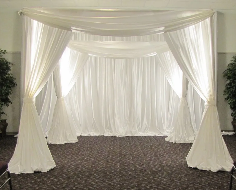 

3Mx3Mx3M white square canopy drapery/chuppah/arbor drapery with swag for wedding supply stage curtain,Include Drape and Stand