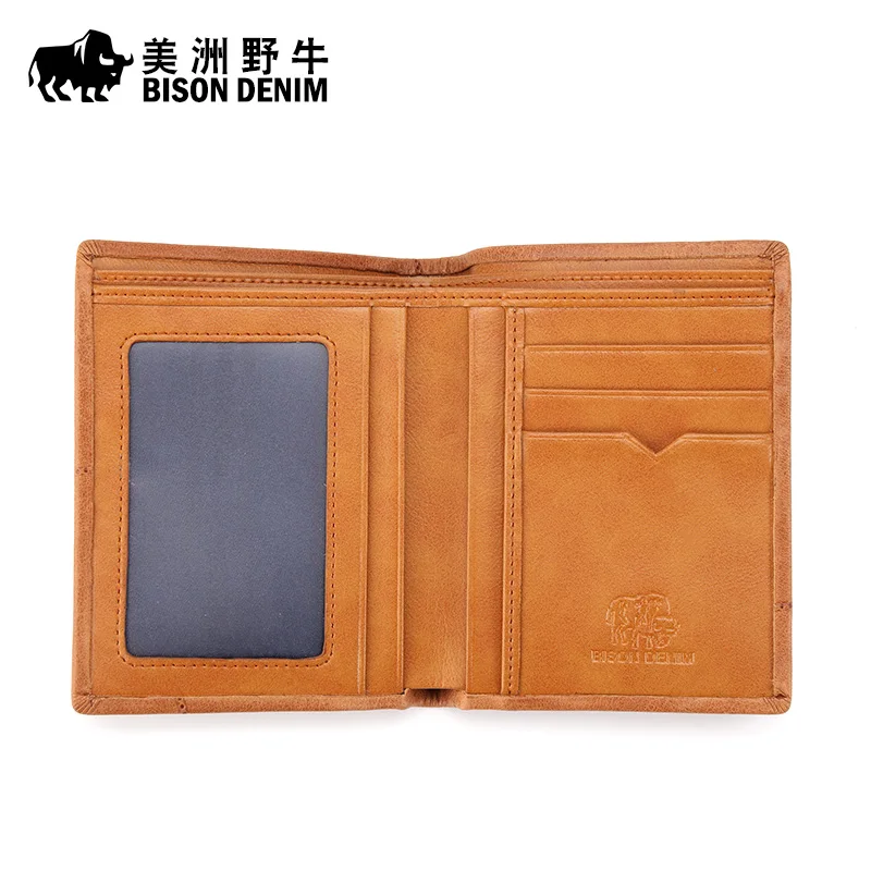 2017 BISON DENIM Brand Men Wallet Genuine Leather Purse Credit Card Holder Men's Short Free Ship | Багаж и сумки