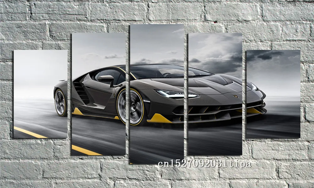 Lamborghini автомобиля 5 Панель Абстрактная живопись украшение на стену маслом постер