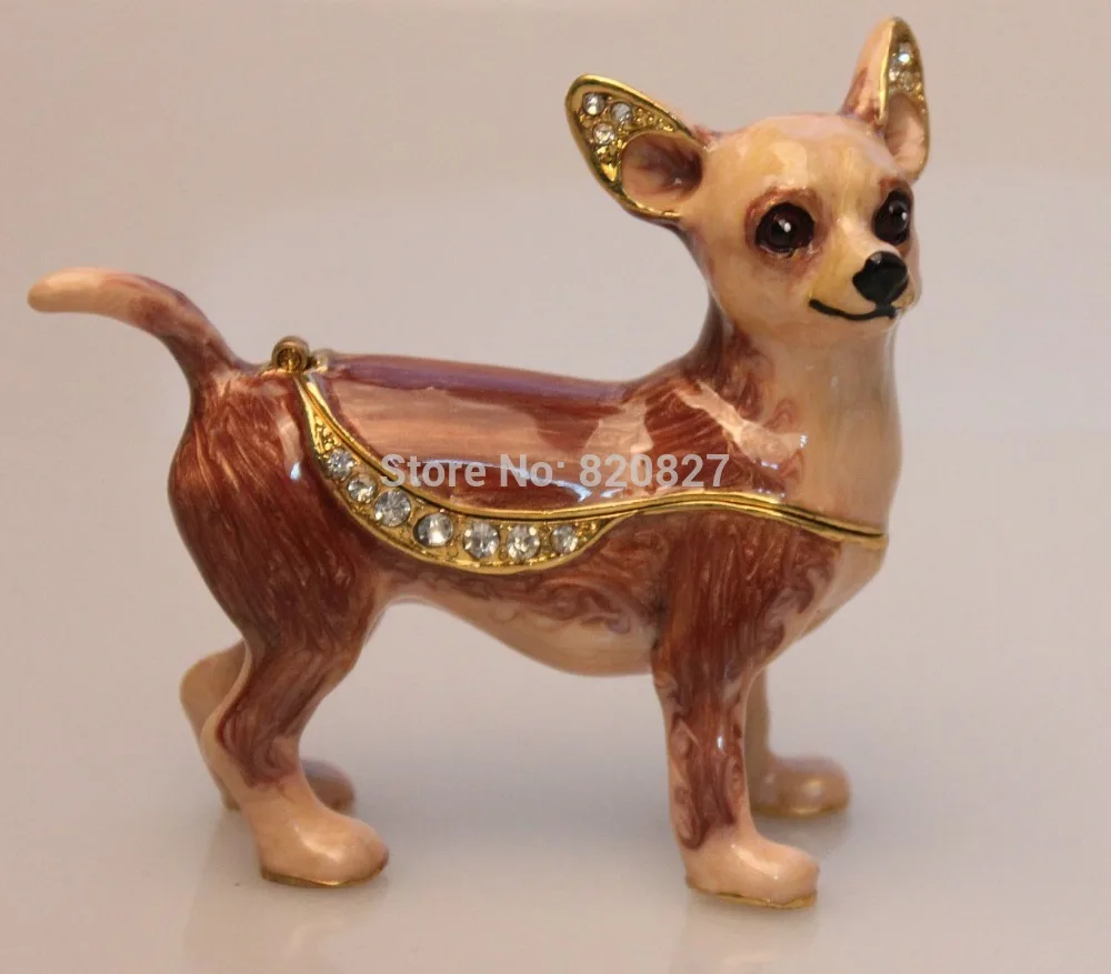 Собака безделушка коробка мопса Чихуахуа драгоценный камень ювелирных