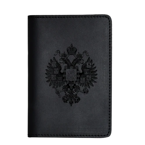 black 1 Кожаный Органайзер для паспорта с гравировкой, дорожный кошелек, держатель для кредитных карт, двуглавый орел, русская Обложка для паспорта и кошелька - Цвет: black 1