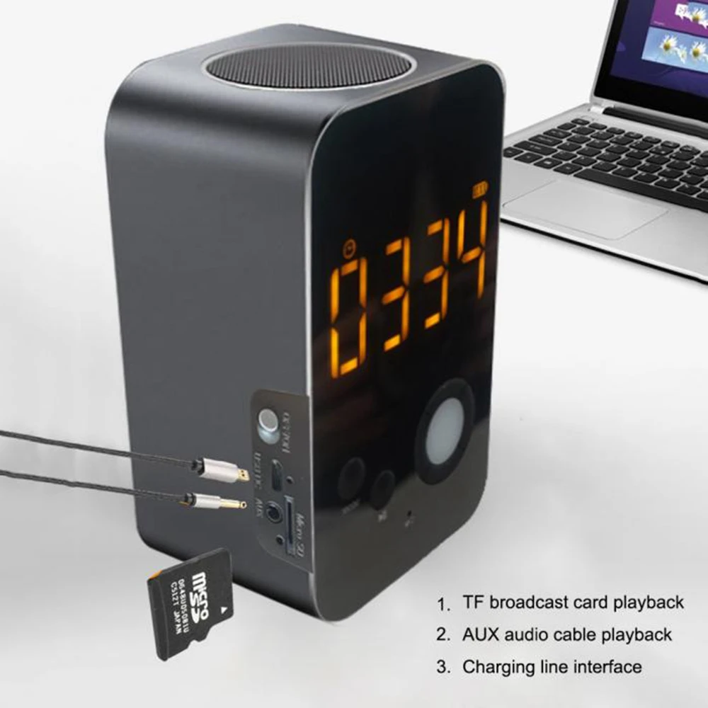 Мини Bluetooth динамик с FM ночным светом LED макияж зеркало функциональная поддержка AUX