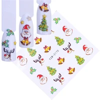 1 sheet christmas snowman water transfer nail art sticker decal slider manicure wraps tool tips