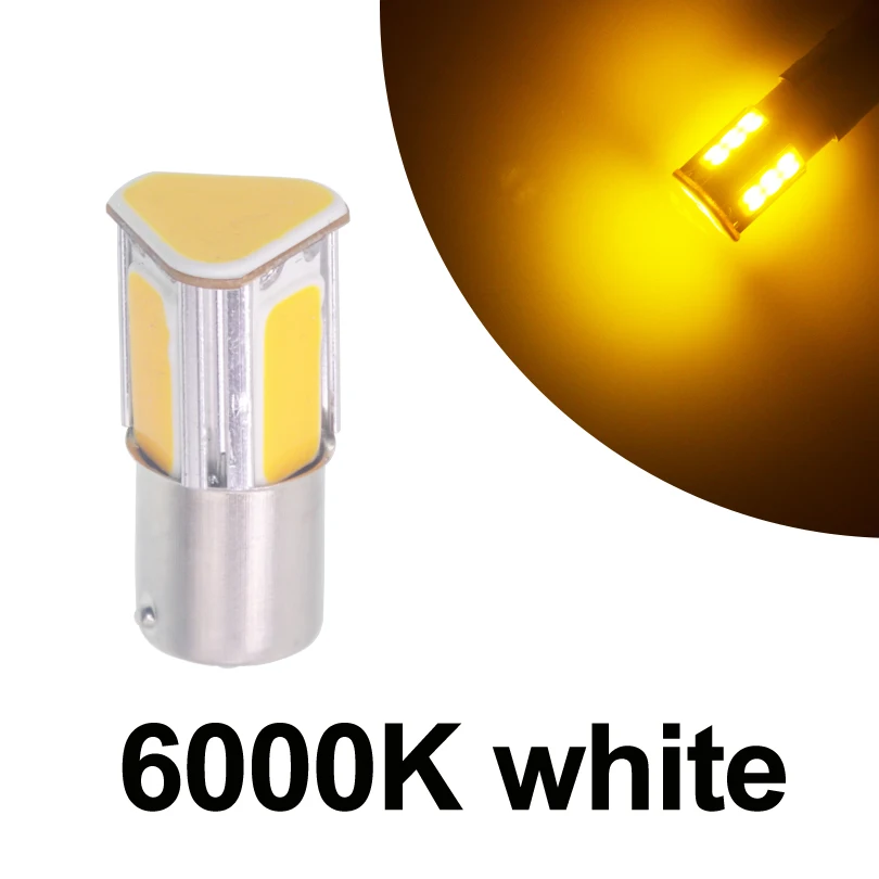 1 шт. P21w Ba15s 1156 COB Автомобильные светодиодные лампы передние задние поворотные сигнальные лампы Задний светильник s парковочный светильник белый красный 12 В - Испускаемый цвет: Amber