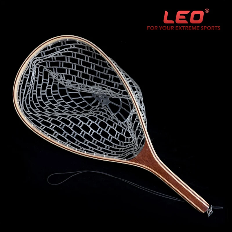Рыболовная сеть LEO с деревянной ручкой рыболовное снаряжение для ловли нахлыстом