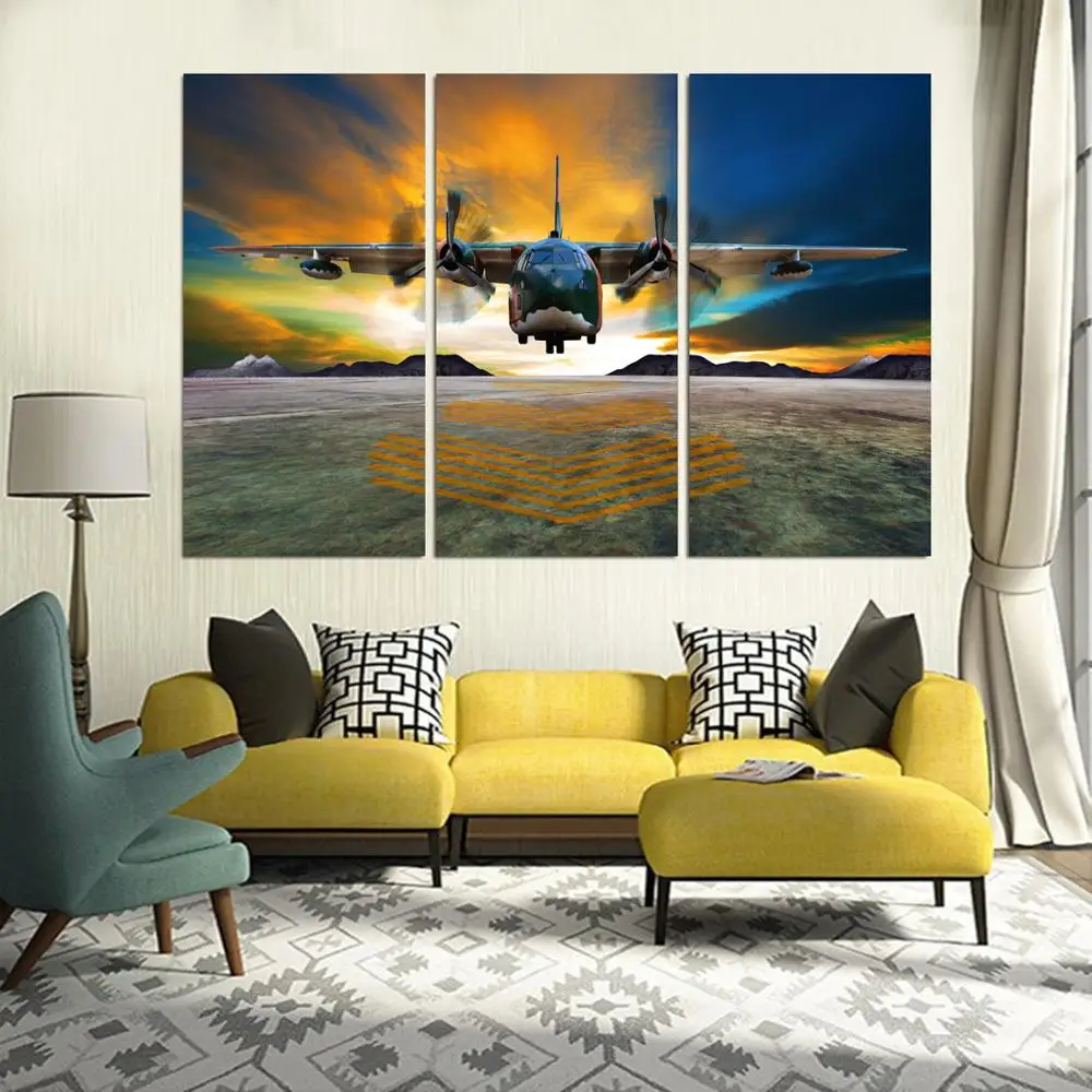 

Drop shipping 3 Panel printed painting aircraft painting Wall Art Picture Home Decoration Living Room Modern painting LS384
