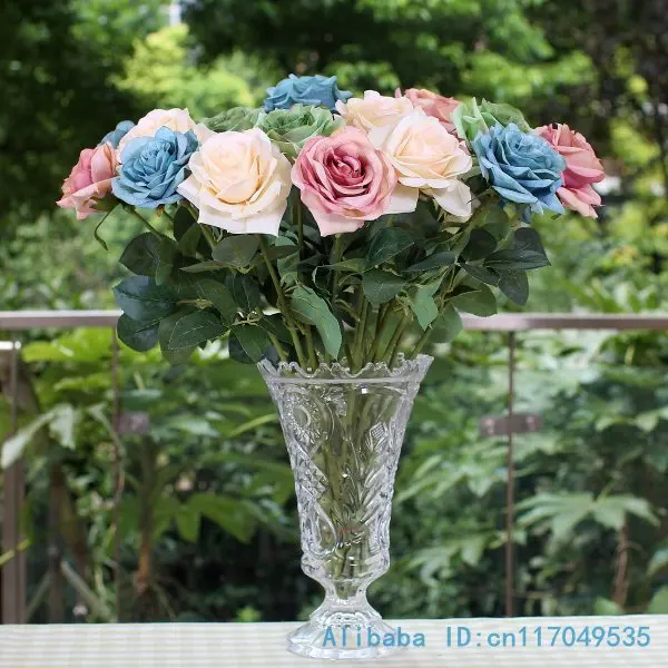 

3 PCS Single Stem Fake Silk Flower Artificial Rose Home Decoration Gift F240