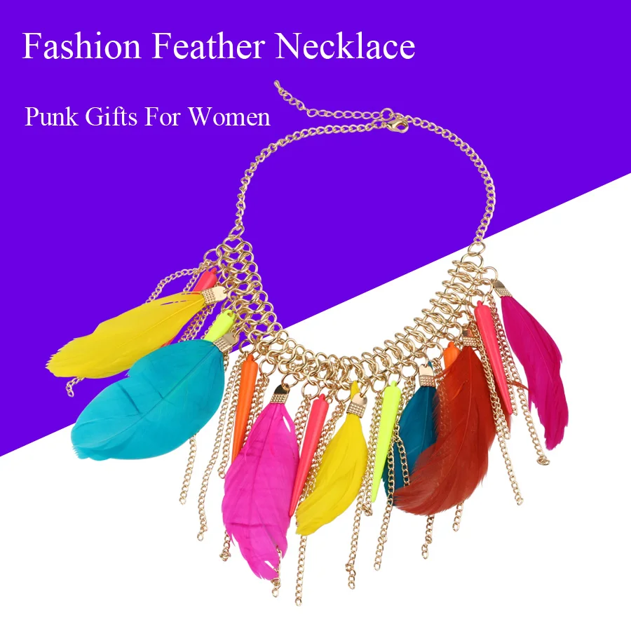 Женские кулоны Kinel винтажные с перьями и кисточками в стиле панк|tassel necklace|fashion
