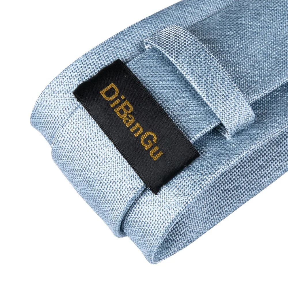 DiBanGu Топ дизайнерские небесно голубые галстуки Hanky запонки галстук для мужчин 100%