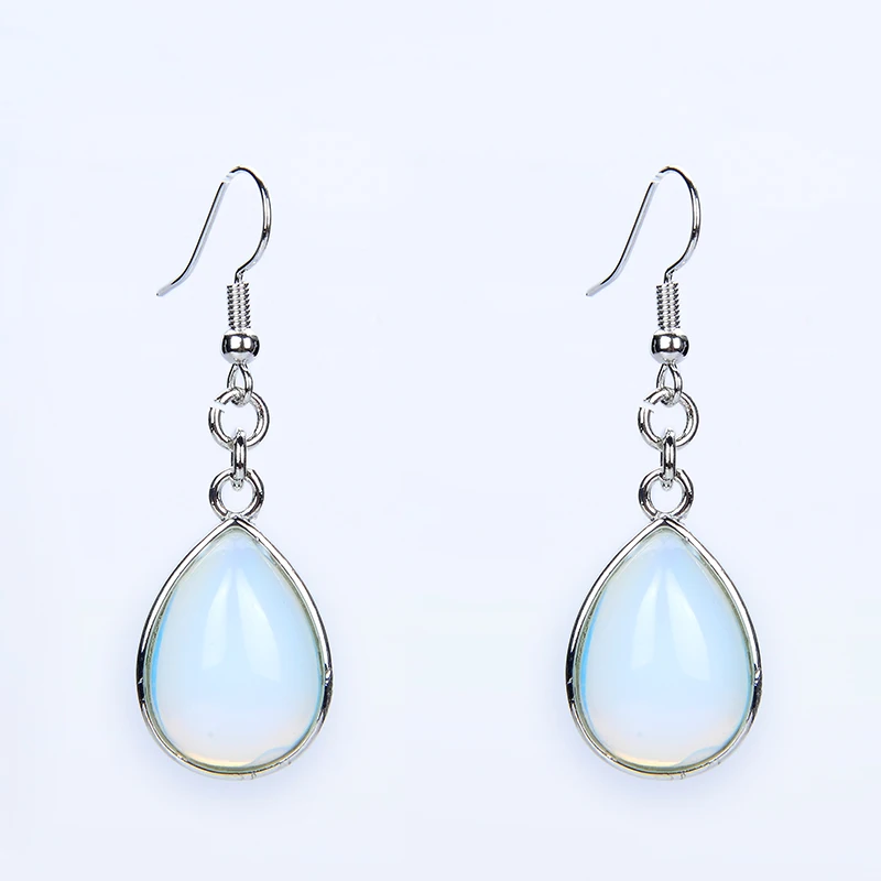

Fashion Women Stone Water Drop Earrings Natural Amethysts Clear Crystal Pink Quartz Lapis Tear Drop Hook Dangle Earrings Female