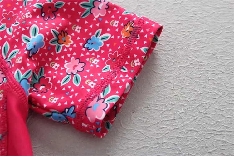 Купальный костюм для девочек upf50 с цветочным принтом красный цельный купальник