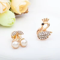8 types cute golden owl duck bowknot cherry musical note swan shiny crystal simulated pearl creative brooches for women