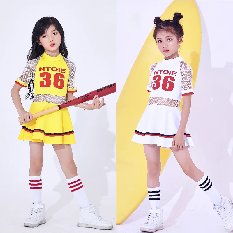 

Children Girl hip Hop Jazz Costume Modern Ballroom Dance Wear Clothing Kids Sequined Sports Clothes For Girls cheerleaders