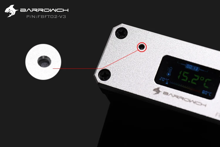 Barrowch OLED цифровой дисплей измеритель температуры воды система охлаждения воды с динамическим цветным экраном двойной G1/4 ''термометр