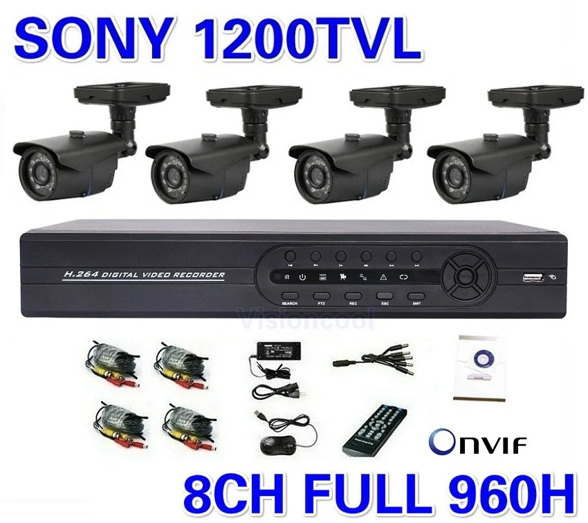 1080 P микро-hdmi 8CH полный 8 канала 960 h H.264 видеонаблюдения DVR SONY 1200TVL системы